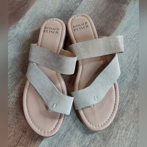 Donald Pliner Galena Women's Beige Leather Slide Thong Sandals Size 9M